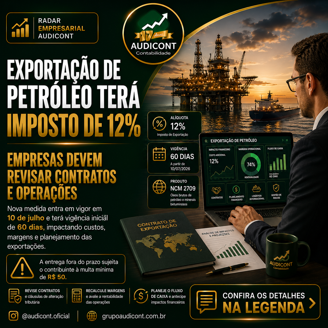 🚨 Exportação de petróleo terá imposto de 12% por 60 dias: empresas devem revisar operações