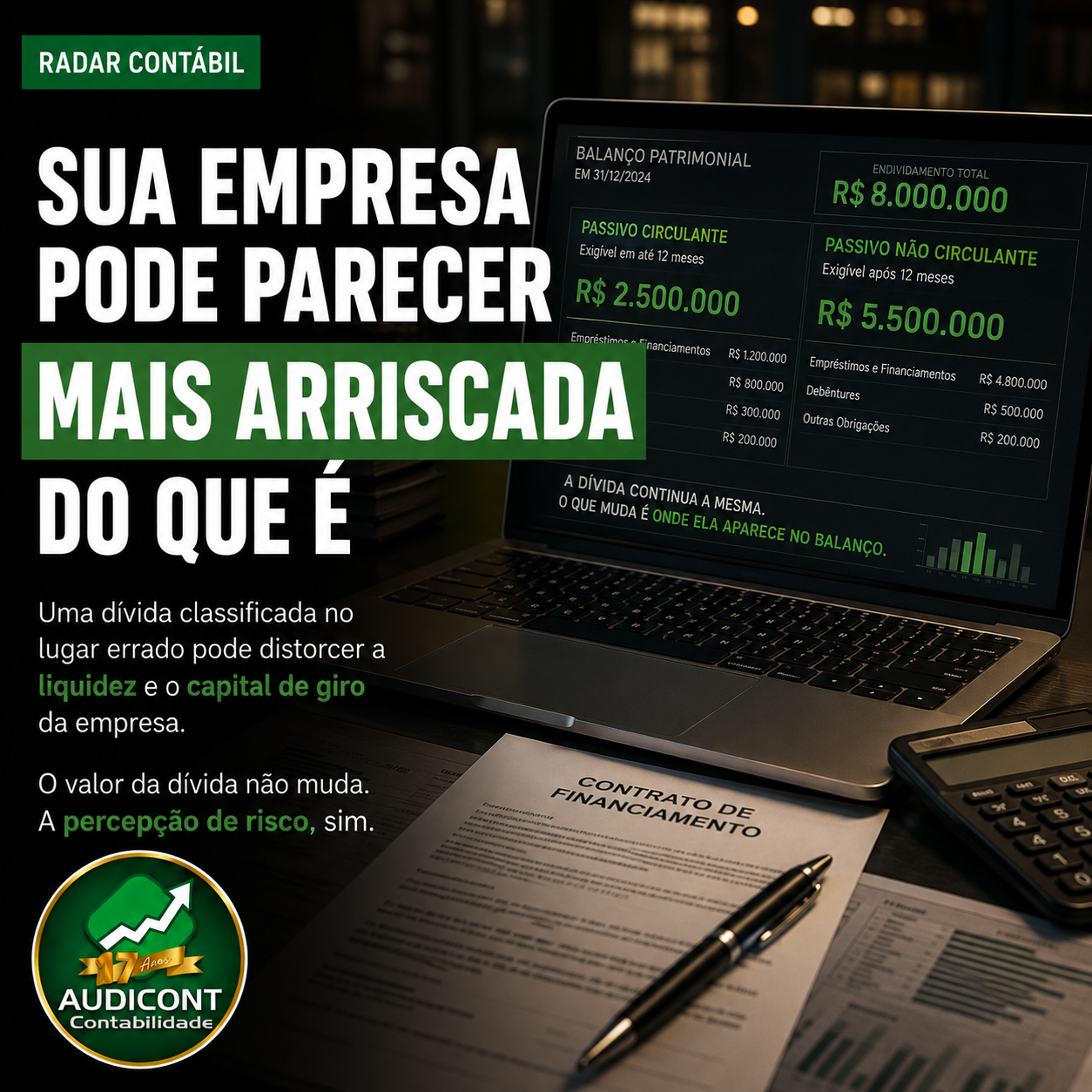 Uma dívida classificada no lugar errado pode fazer a empresa parecer mais arriscada do que realmente é