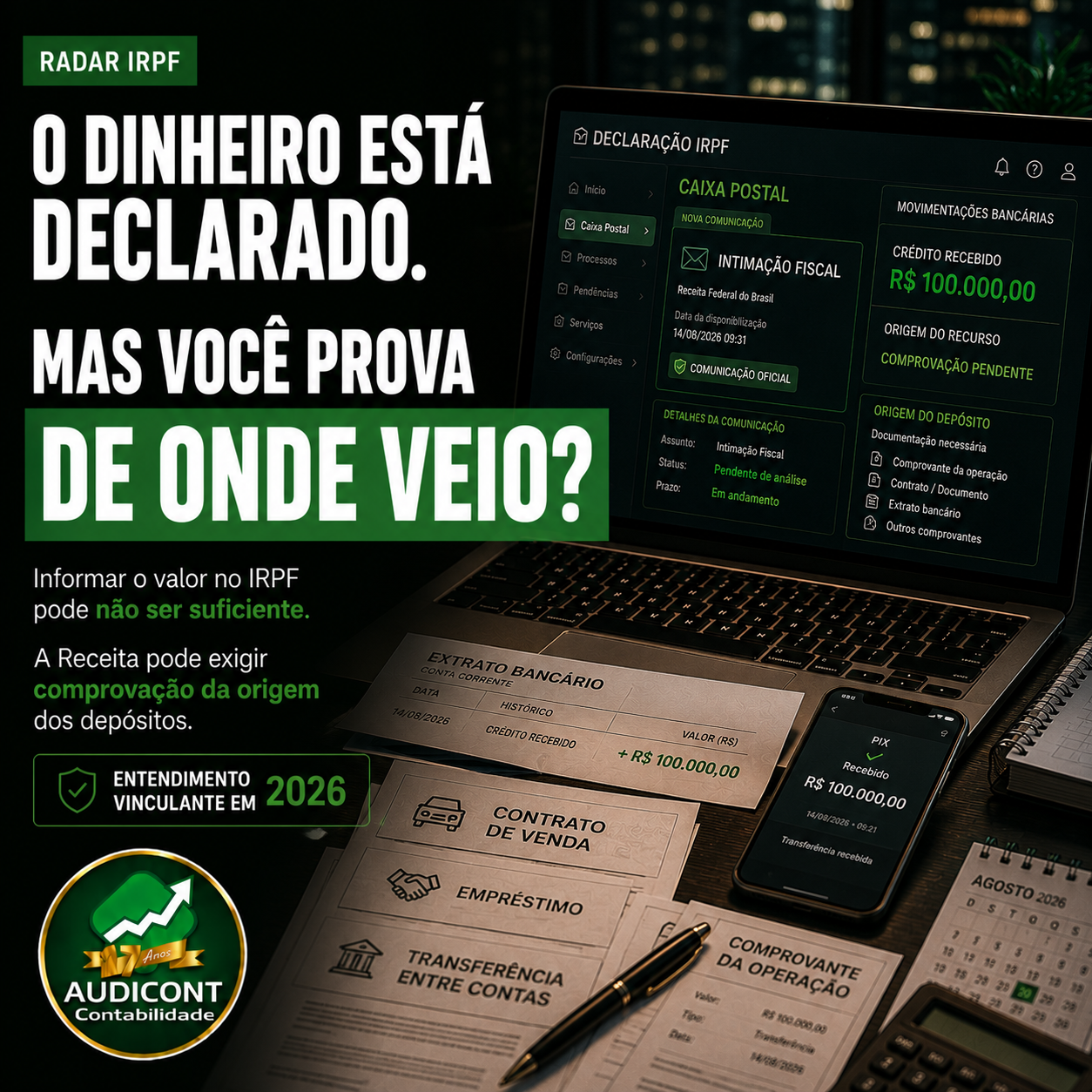 💰 Depósitos bancários no IRPF: declarar o valor não basta para comprovar a origem do dinheiro