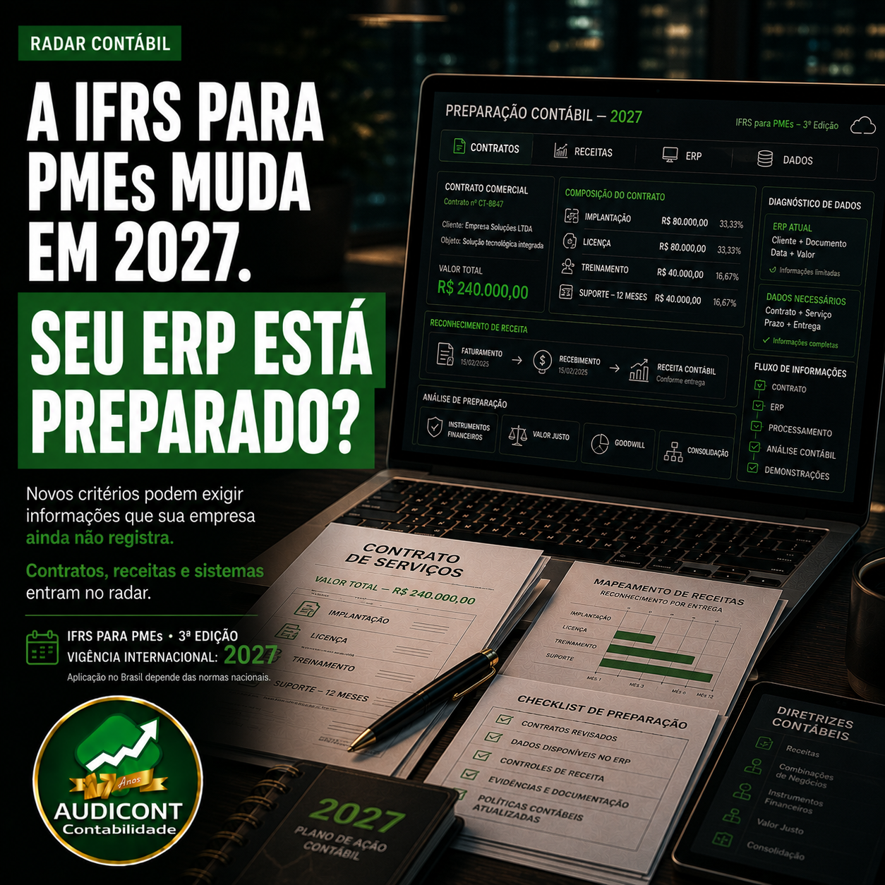 📊 IFRS para PMEs muda em 2027: contratos, receitas e sistemas entram no radar
