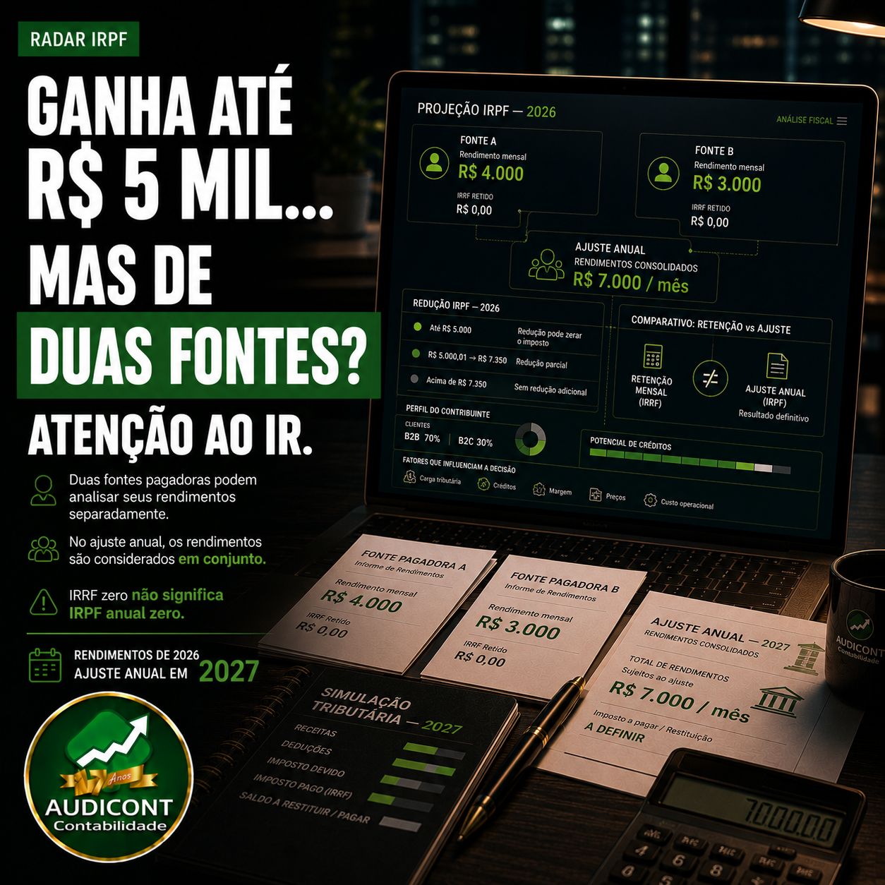 💰 IRPF 2026: receber até R$ 5 mil de cada fonte não garante imposto zero na declaração