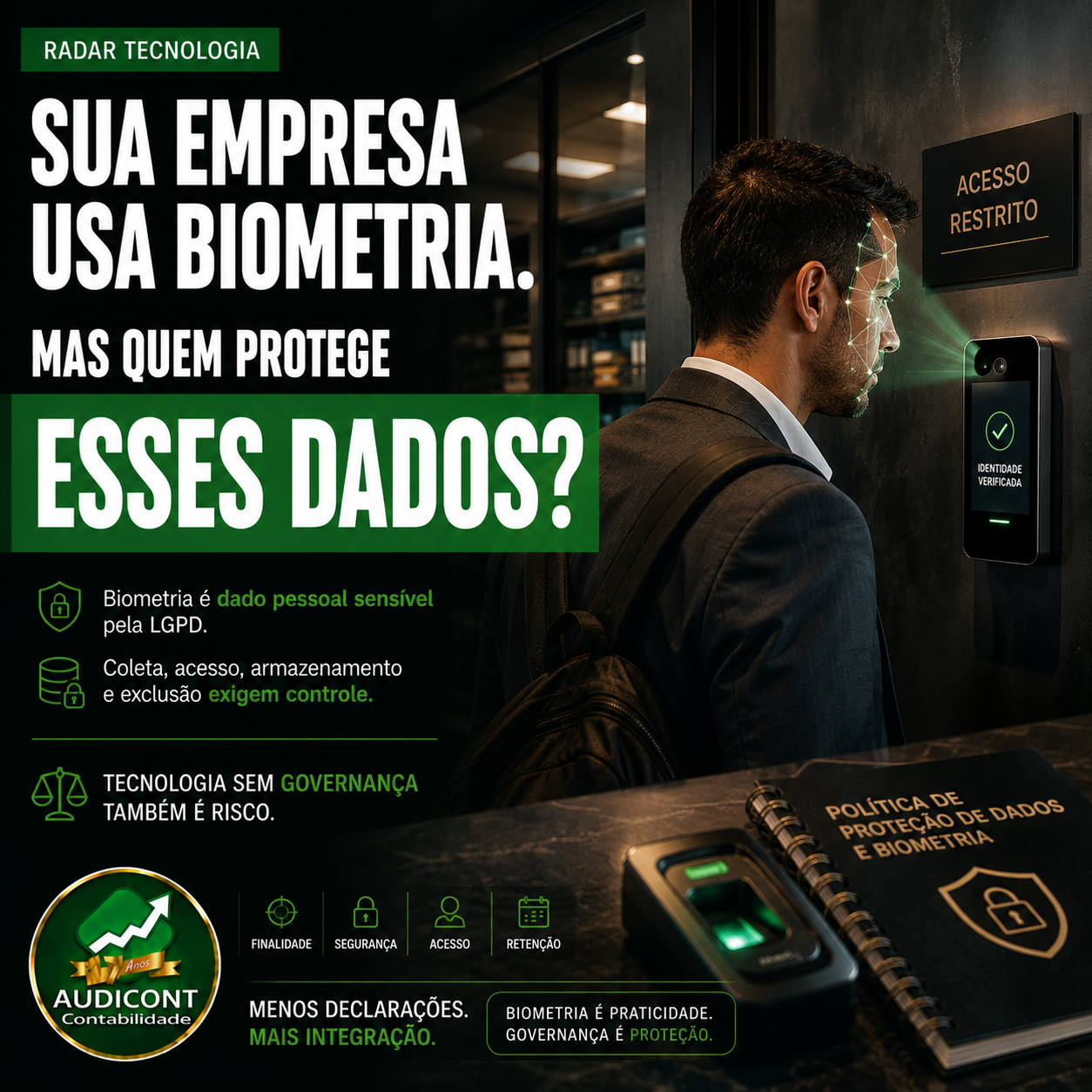 🔐 Biometria na empresa: praticidade exige atenção redobrada à LGPD