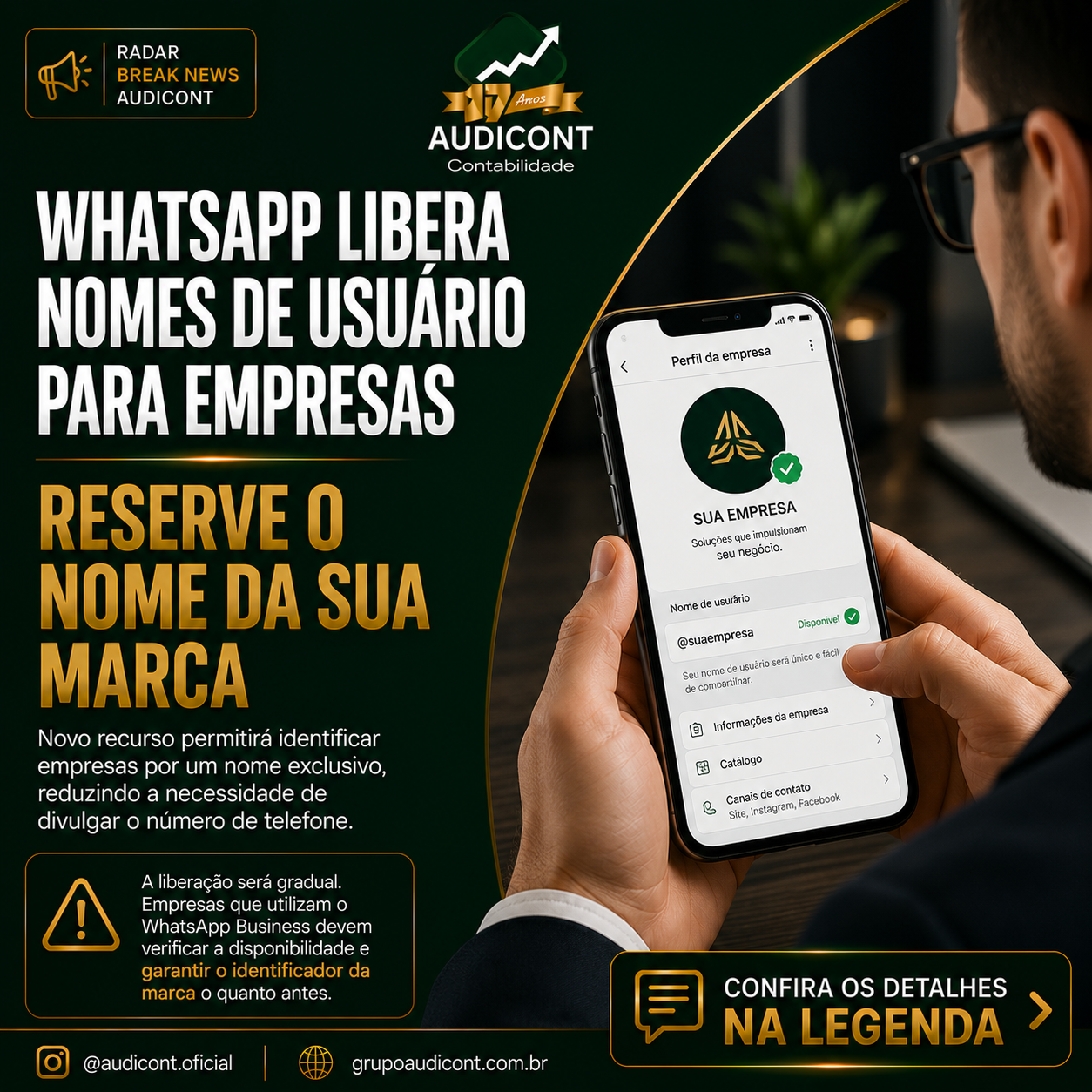 🚨 WhatsApp libera nomes de usuário para empresas