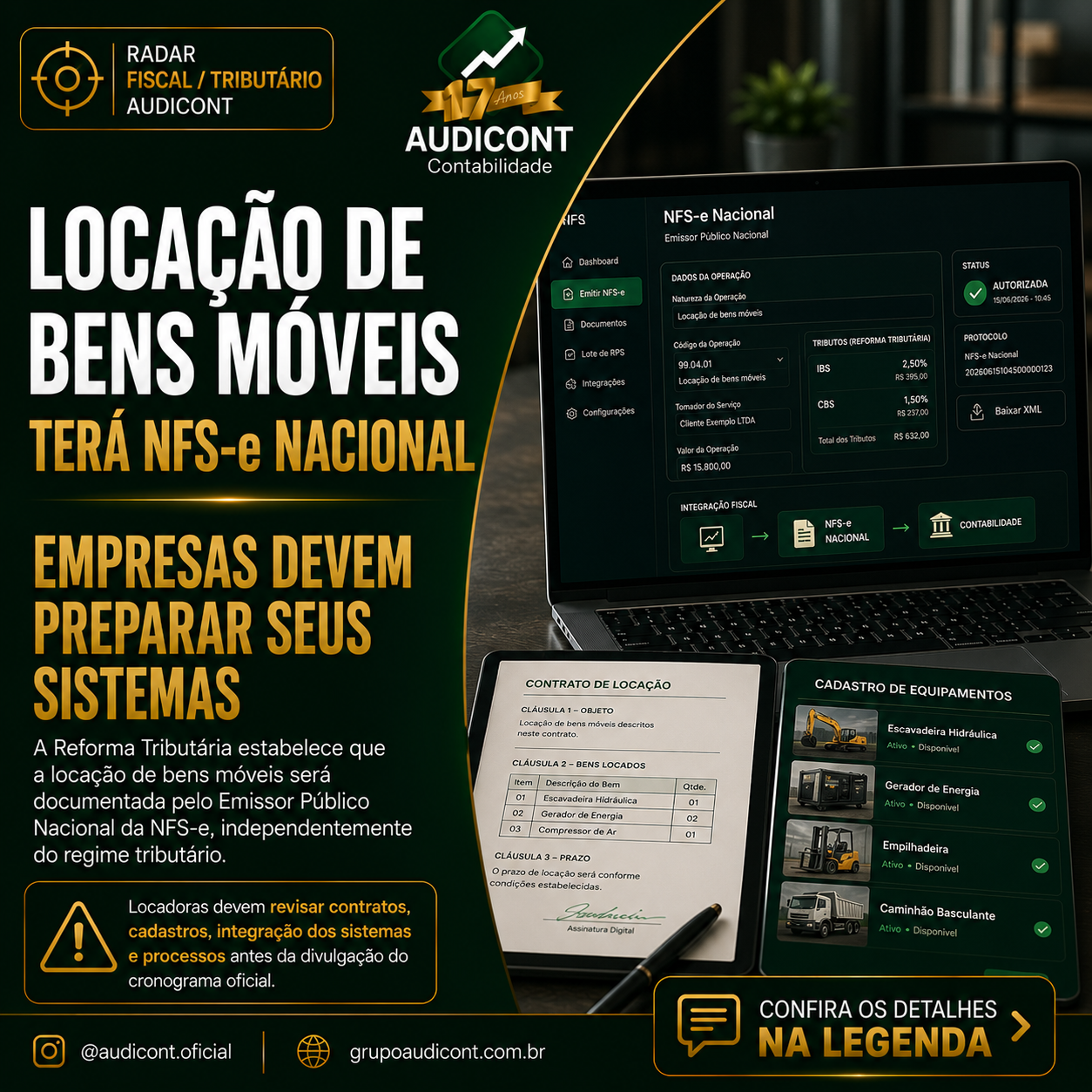 📑 Reforma Tributária: locação de bens móveis terá NFS-e Nacional