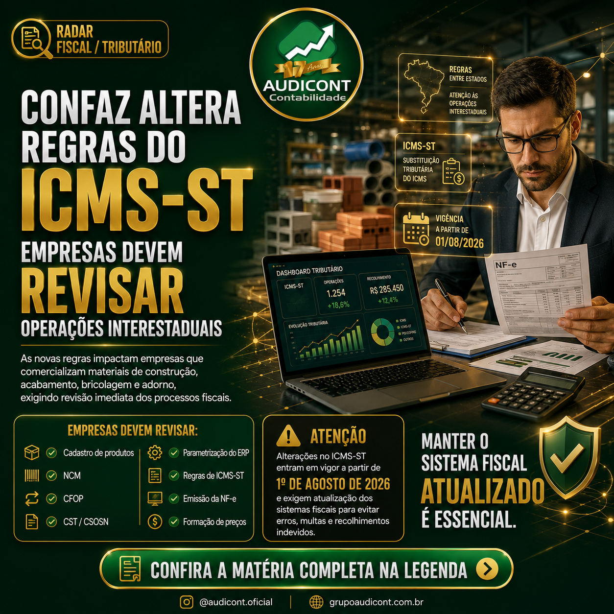 🚨 CONFAZ altera regras de ICMS-ST para materiais de construção e empresas devem revisar operações interestaduais