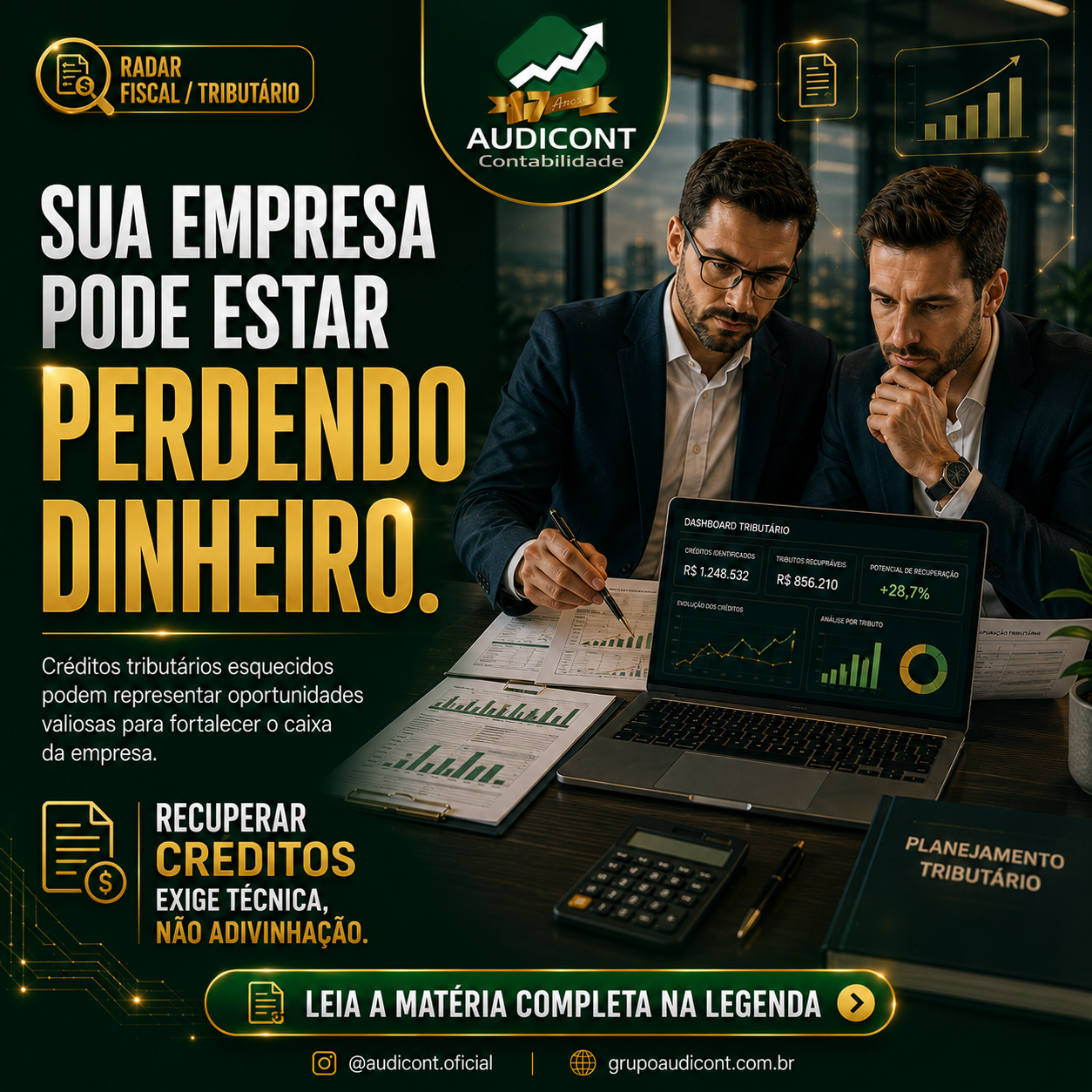 💰 Empresas deixam milhões em créditos tributários para trás por falta de revisão fiscal periódica