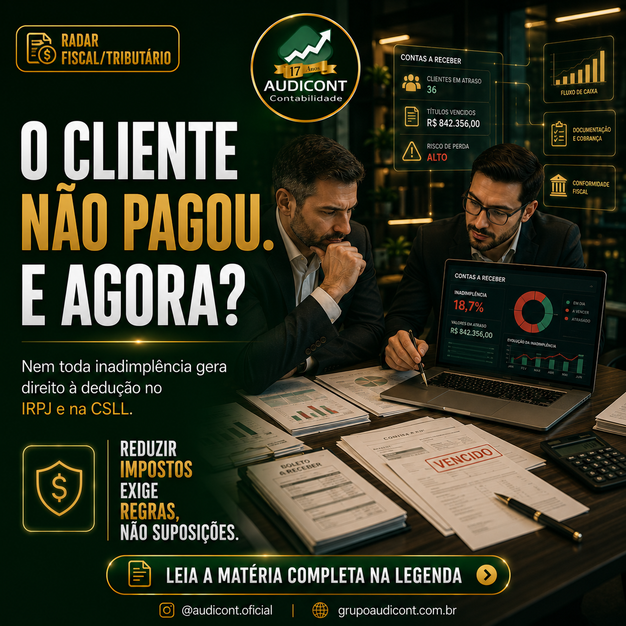 💰 Cliente não pagou? Veja quando a perda pode ser deduzida do IRPJ e da CSLL