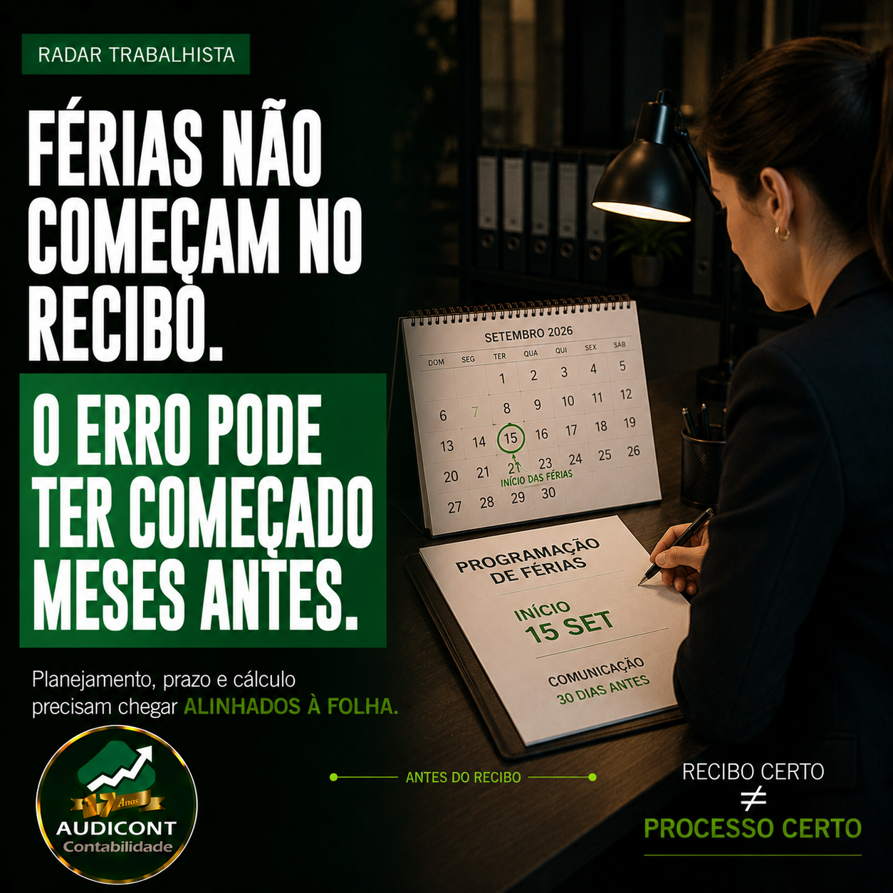 Férias: planejamento, cálculo e reflexos na folha
