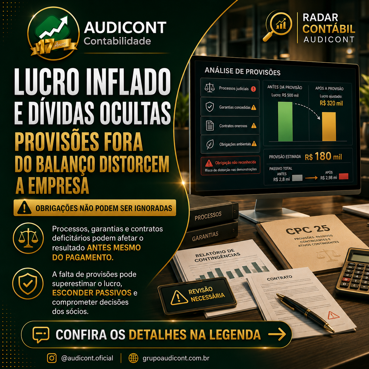📊 Lucro inflado e dívidas ocultas: o risco de não registrar provisões corretamente