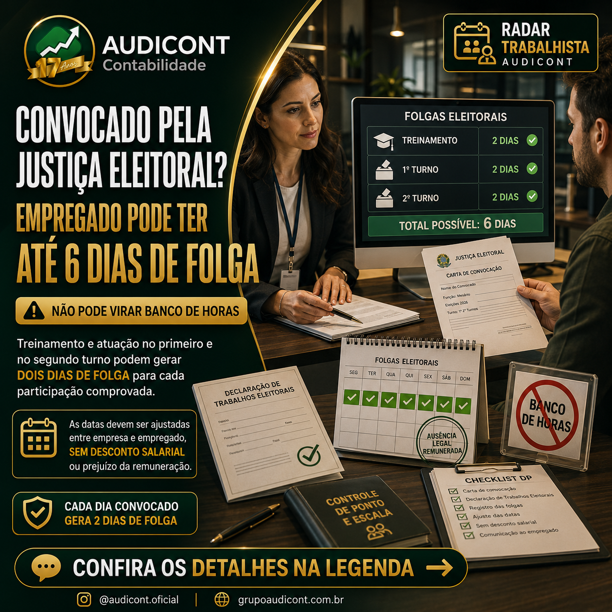 🗳️ Empregado convocado pela Justiça Eleitoral: como conceder as folgas sem errar