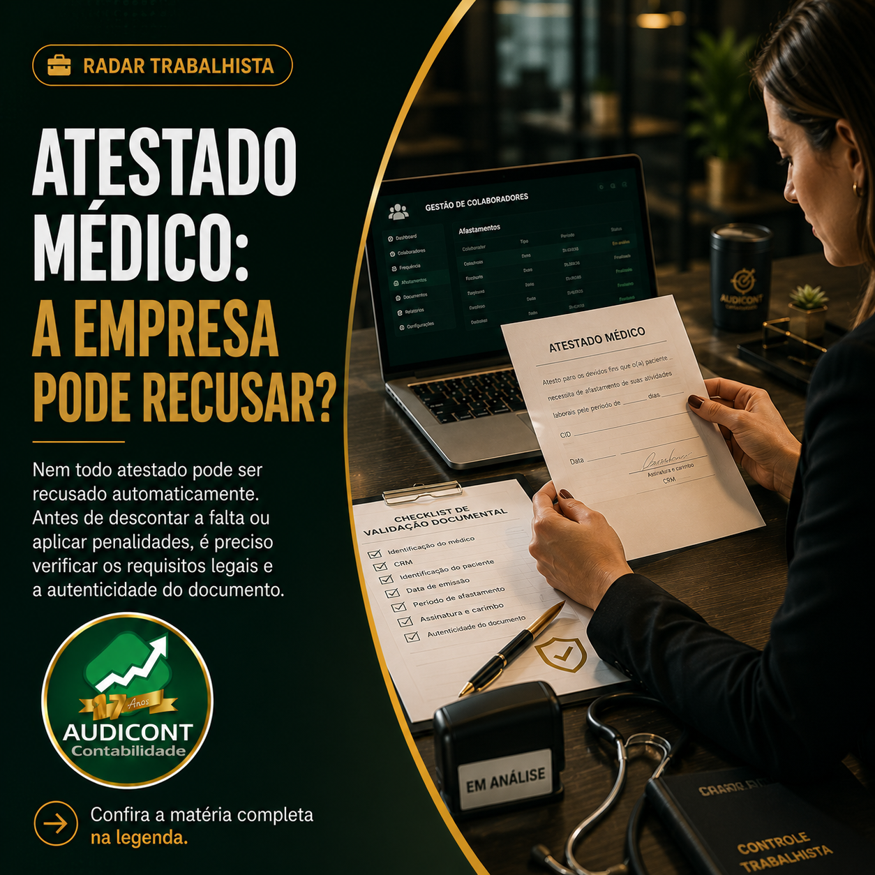 🏥 A empresa pode recusar um atestado médico? Veja o que deve ser conferido antes de descontar a falta