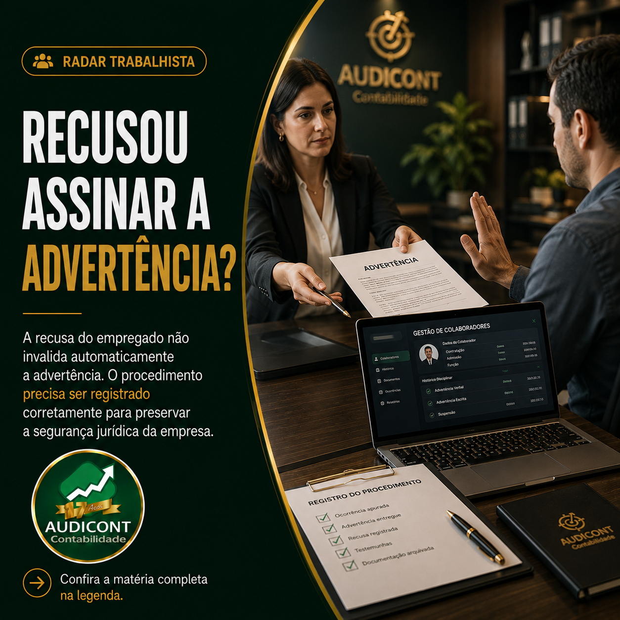 ⚠️ Funcionário se recusou a assinar a advertência: o documento continua válido?