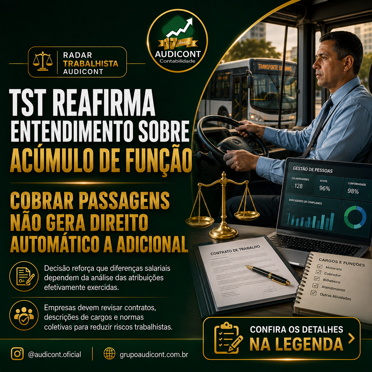 ⚖️ TST reafirma entendimento sobre acúmulo de função no transporte coletivo