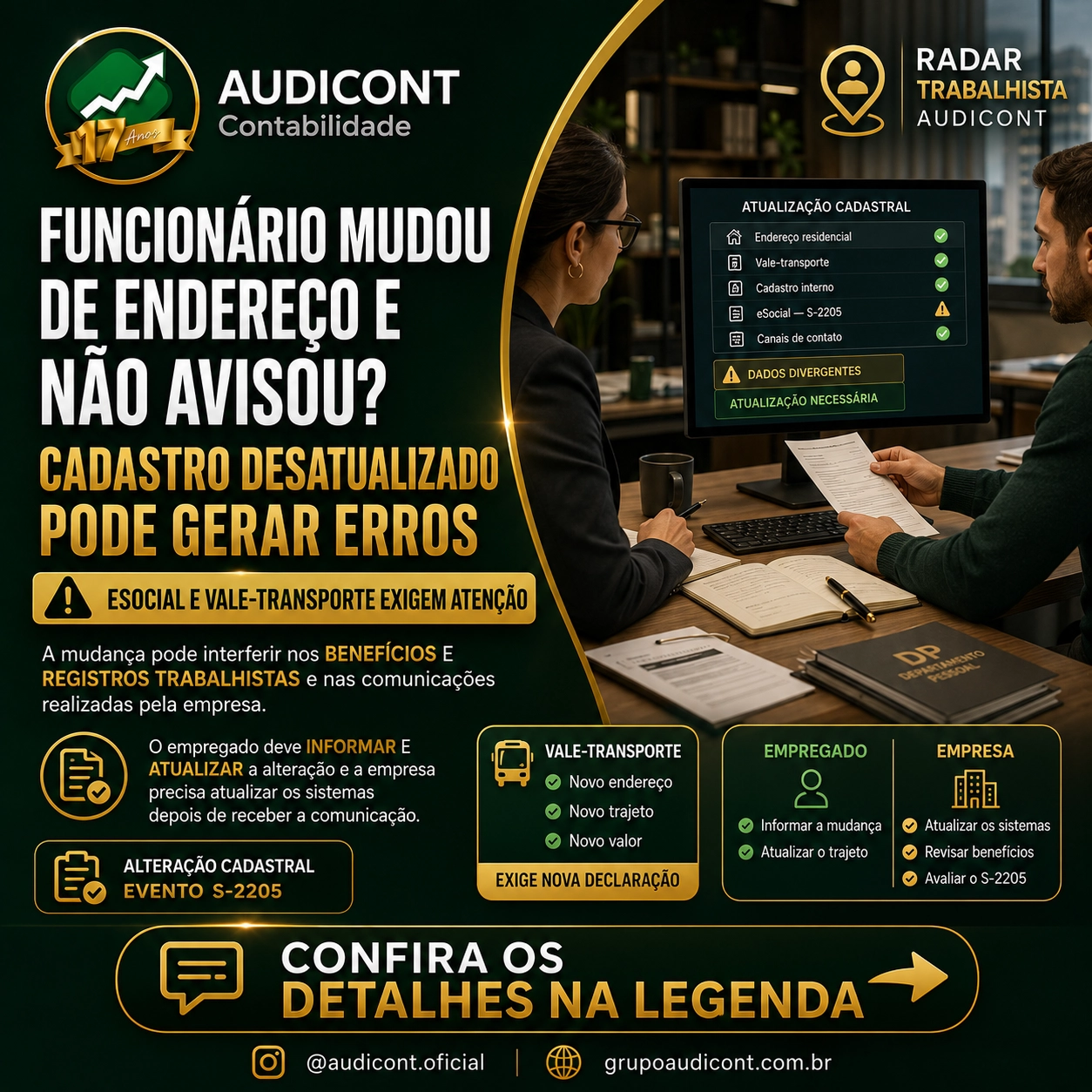 📍 Funcionário mudou de endereço e não avisou: quem responde pelos erros no eSocial e nos benefícios?