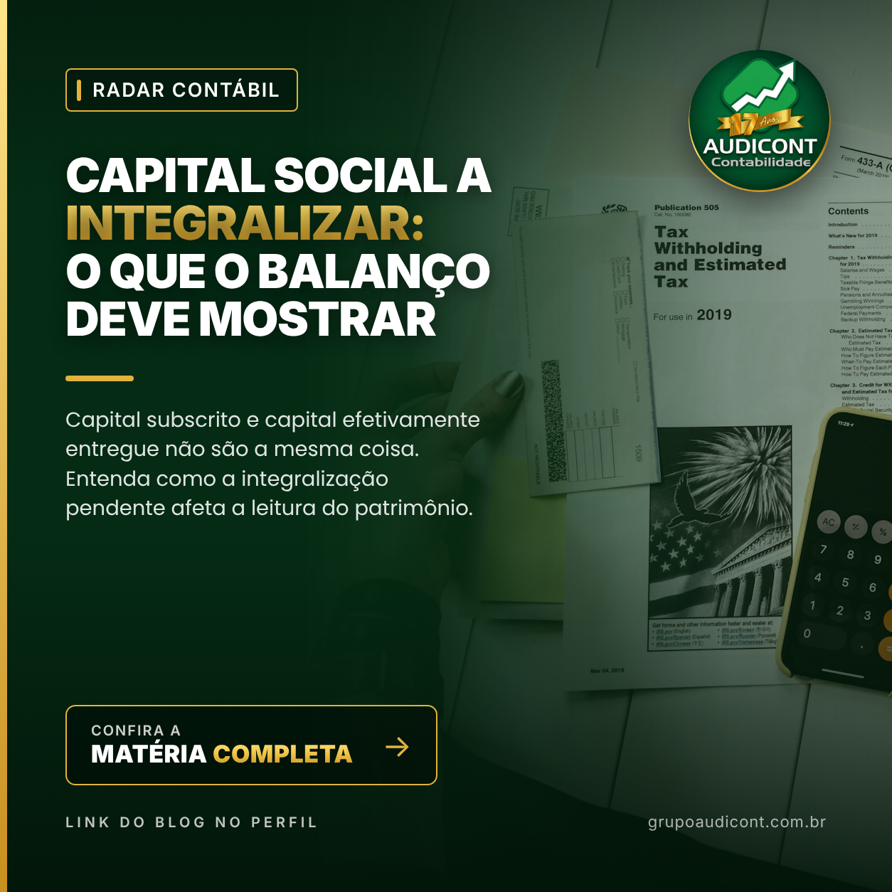 Capital social a integralizar: o que o balanço deve mostrar