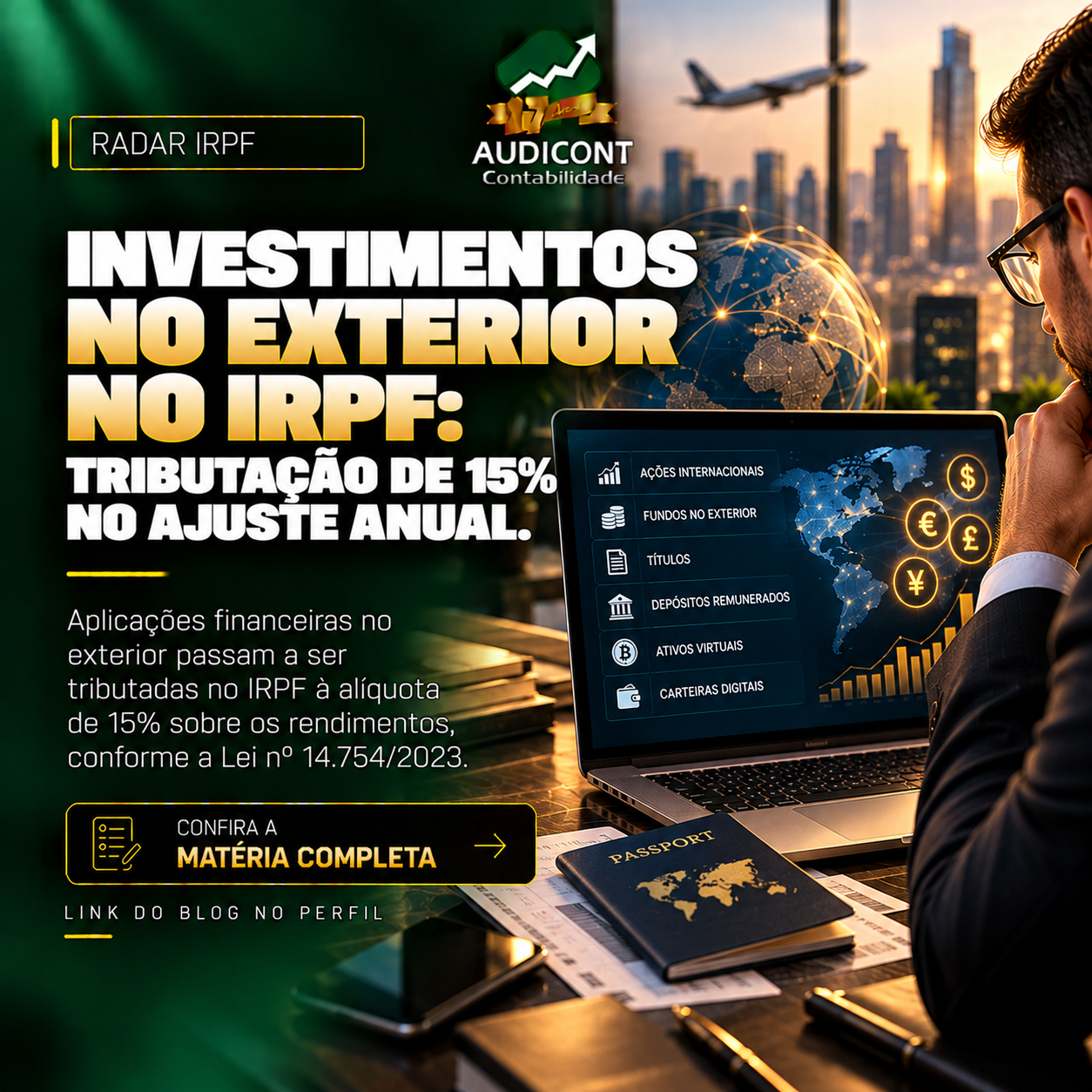 Investimentos no exterior: como tributar no IRPF 2026