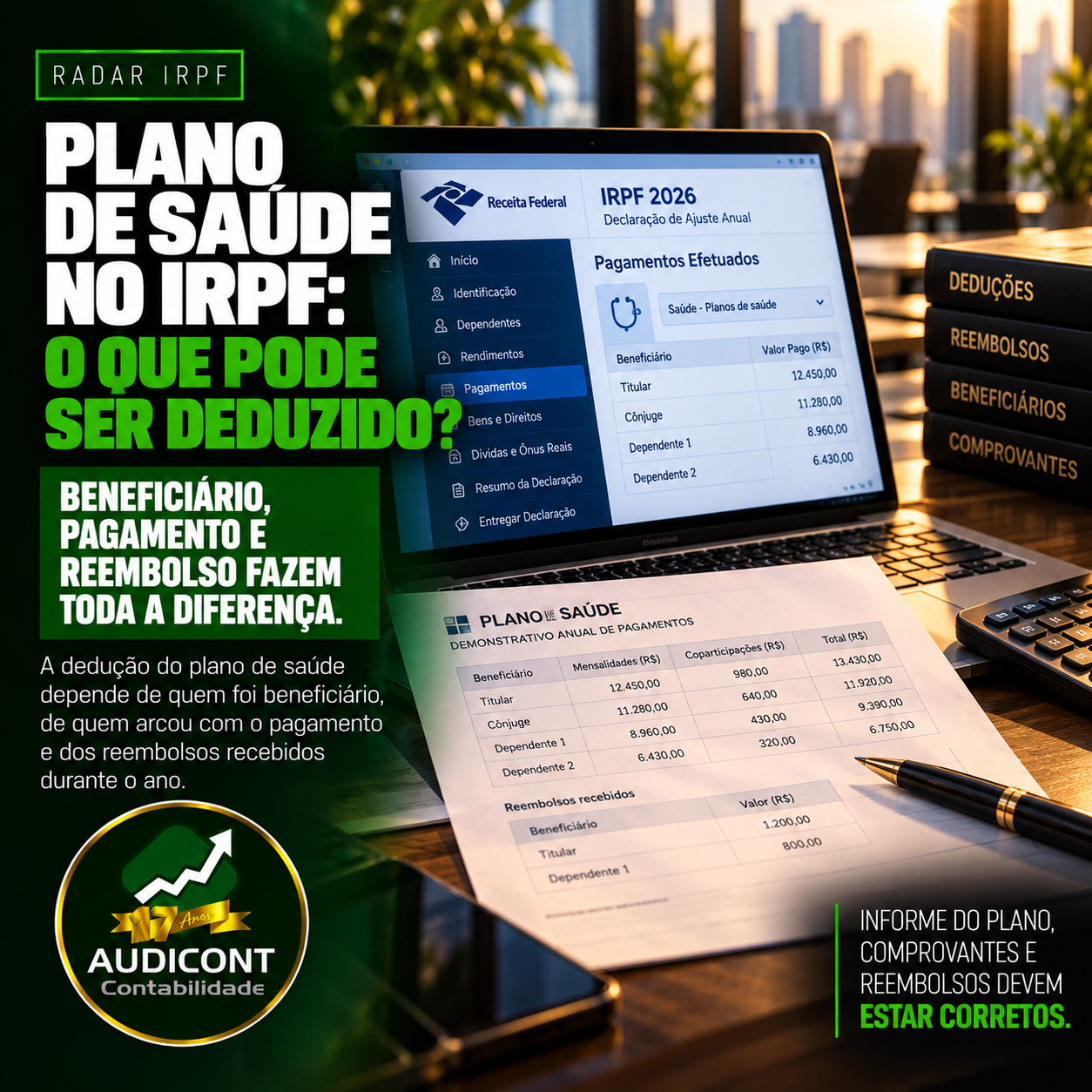 Plano de saúde no IRPF: titular, dependente e reembolso
