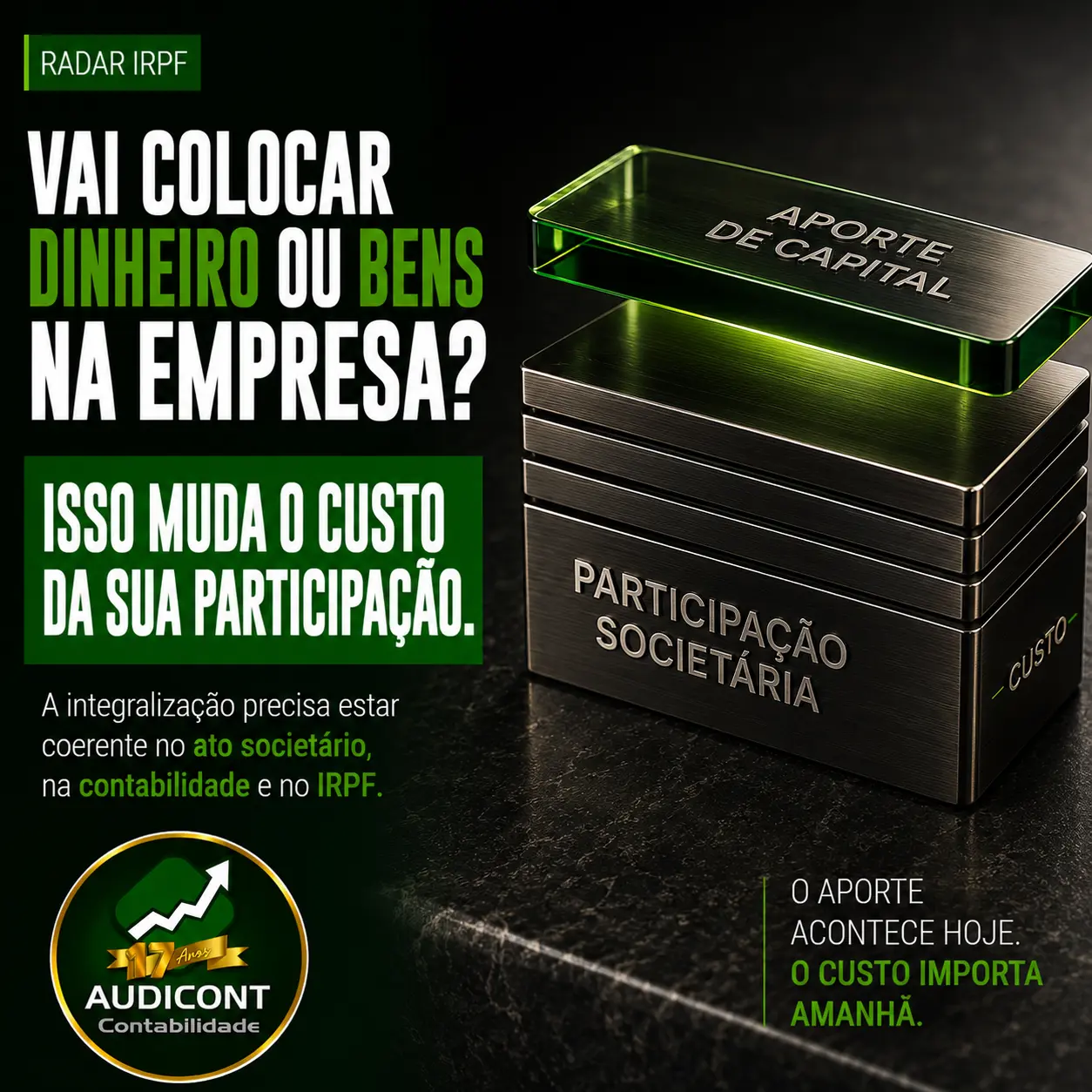 Aporte de capital no IRPF: dinheiro, bens e quotas