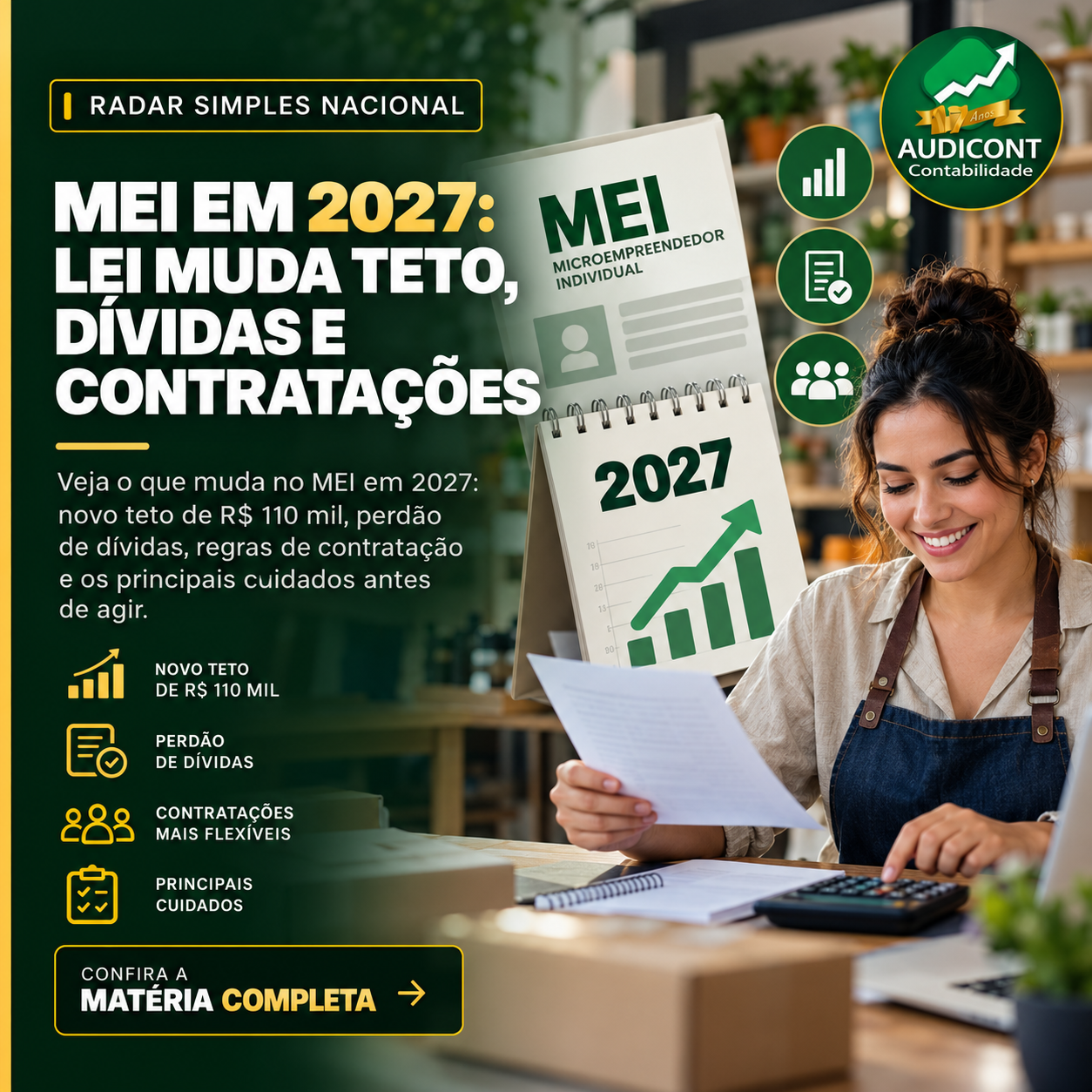 MEI em 2027: lei muda teto, dívidas e contratações