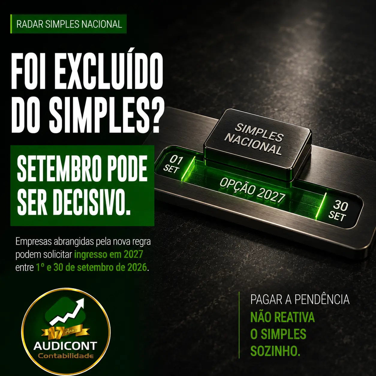 Simples Nacional 2027: excluídos podem voltar em setembro