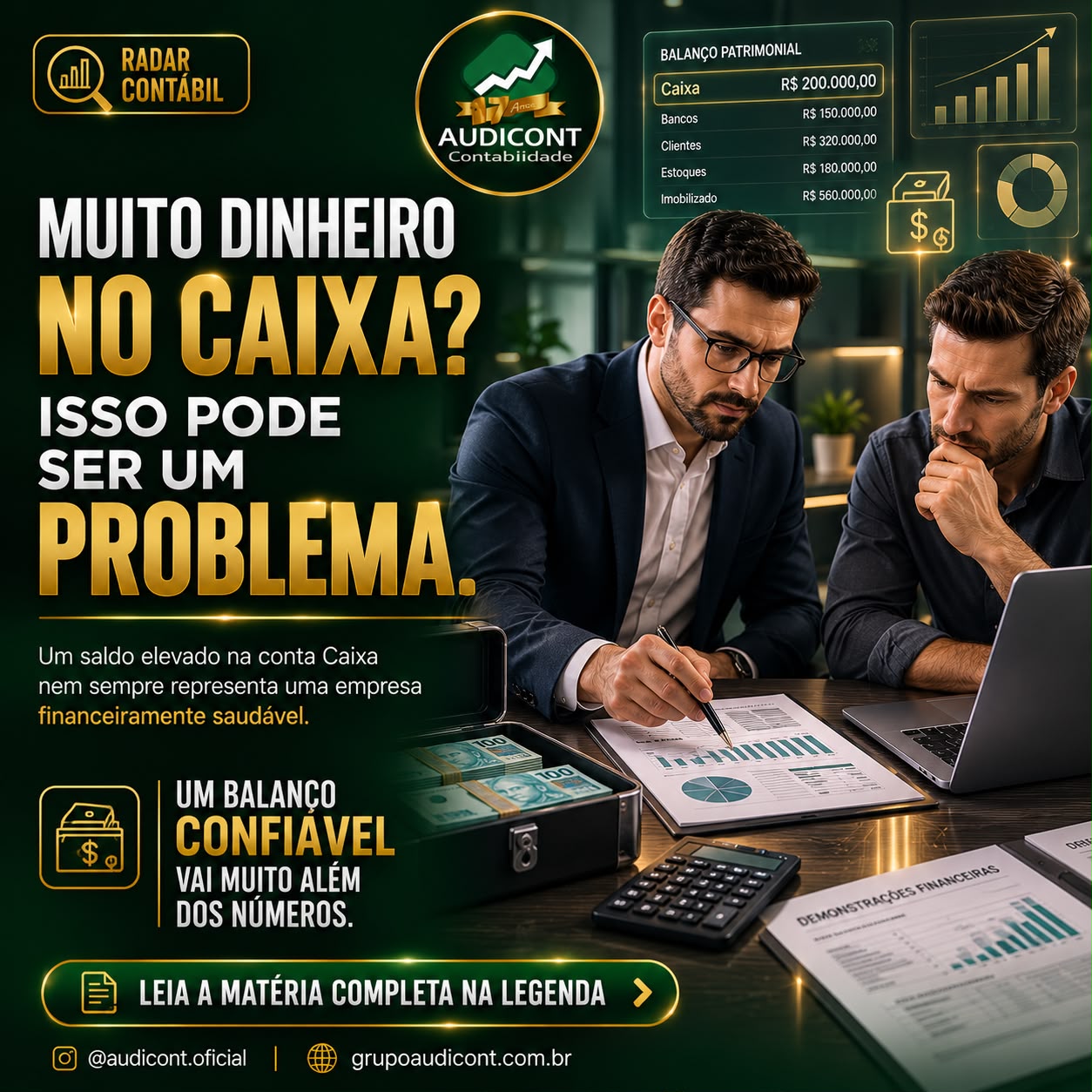 💰 Saldo alto em caixa pode distorcer o balanço e comprometer a distribuição de lucros